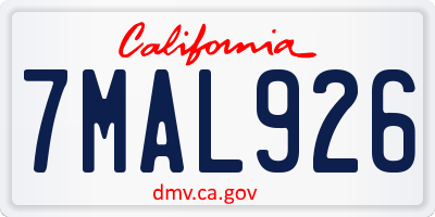 CA license plate 7MAL926