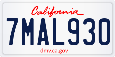 CA license plate 7MAL930