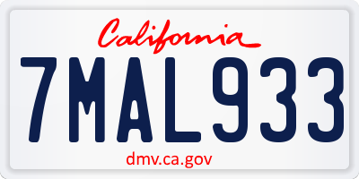 CA license plate 7MAL933