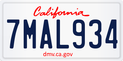 CA license plate 7MAL934