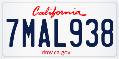 CA license plate 7MAL938
