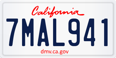 CA license plate 7MAL941