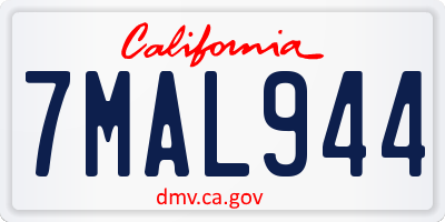 CA license plate 7MAL944