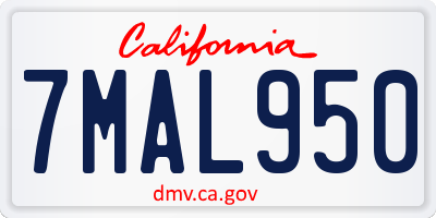 CA license plate 7MAL950