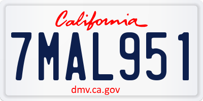 CA license plate 7MAL951