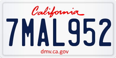 CA license plate 7MAL952