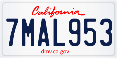 CA license plate 7MAL953