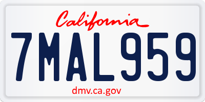 CA license plate 7MAL959
