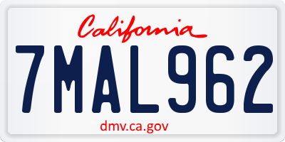 CA license plate 7MAL962