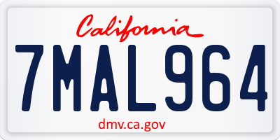 CA license plate 7MAL964