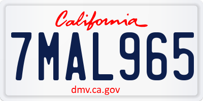 CA license plate 7MAL965