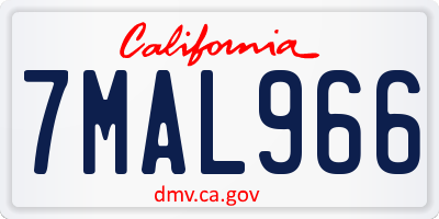 CA license plate 7MAL966