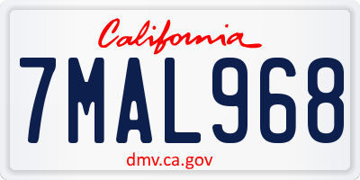 CA license plate 7MAL968