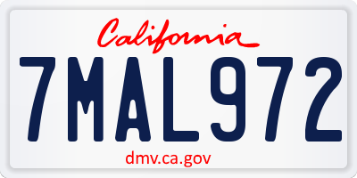 CA license plate 7MAL972