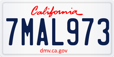 CA license plate 7MAL973