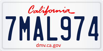 CA license plate 7MAL974