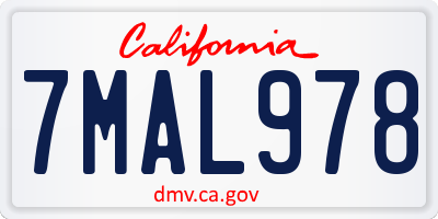 CA license plate 7MAL978