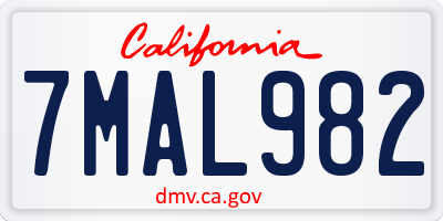 CA license plate 7MAL982
