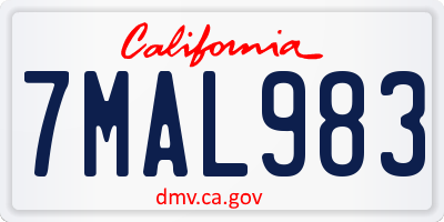 CA license plate 7MAL983