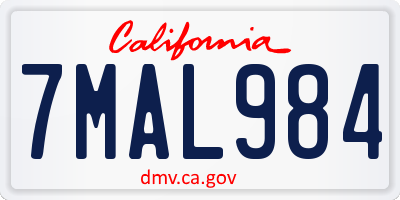 CA license plate 7MAL984
