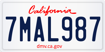 CA license plate 7MAL987