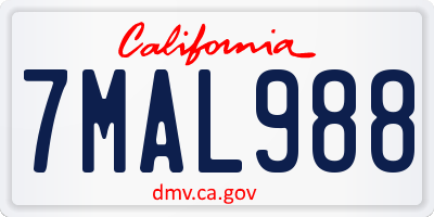 CA license plate 7MAL988