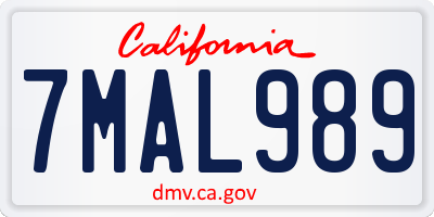 CA license plate 7MAL989