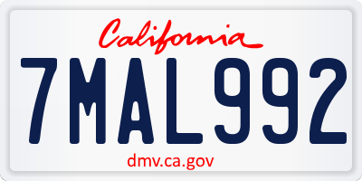 CA license plate 7MAL992