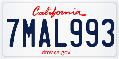 CA license plate 7MAL993