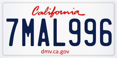 CA license plate 7MAL996