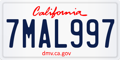 CA license plate 7MAL997