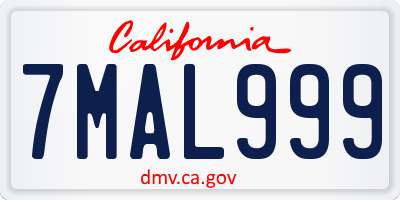 CA license plate 7MAL999