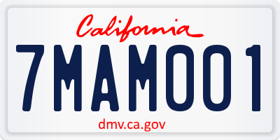 CA license plate 7MAM001