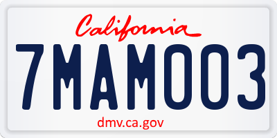 CA license plate 7MAM003