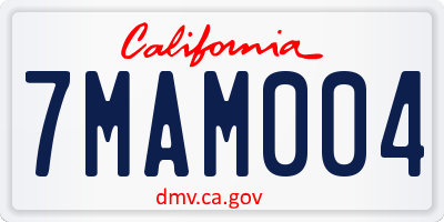 CA license plate 7MAM004