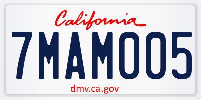 CA license plate 7MAM005