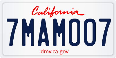CA license plate 7MAM007