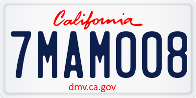 CA license plate 7MAM008