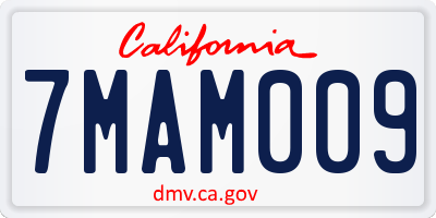 CA license plate 7MAM009