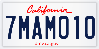 CA license plate 7MAM010