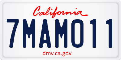 CA license plate 7MAM011