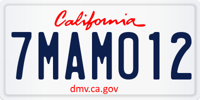 CA license plate 7MAM012