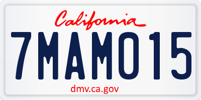 CA license plate 7MAM015