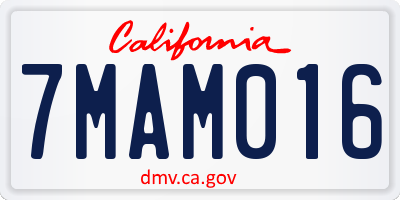 CA license plate 7MAM016