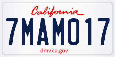 CA license plate 7MAM017