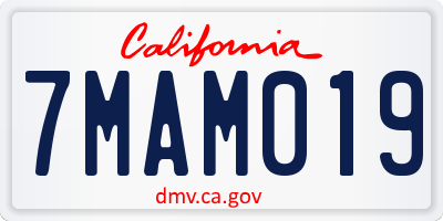 CA license plate 7MAM019