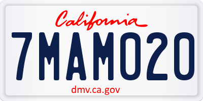 CA license plate 7MAM020