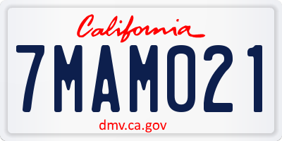 CA license plate 7MAM021