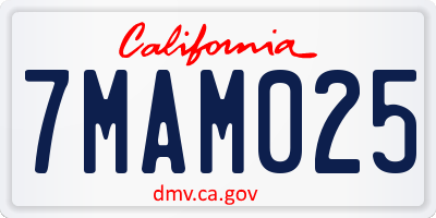 CA license plate 7MAM025