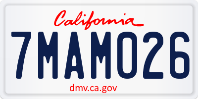 CA license plate 7MAM026